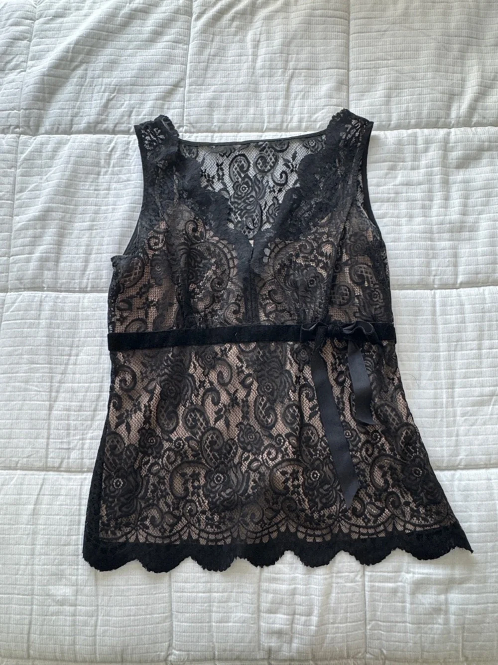 Ann Taylor Loft petites black lace blouse and skirt set, size 6P